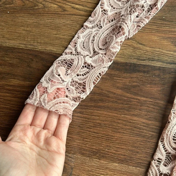 Charlotte Russe Lace Romper Pink | Charlotte Russe Romper | Long Sleeve Romper - Picture 4 of 8